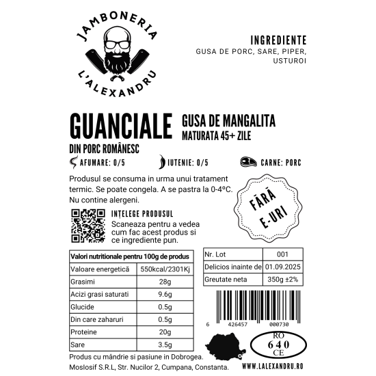 Guanciale - Gusa de mangalita 350-400g Guanciale - Gusa de mangalita 350-400g