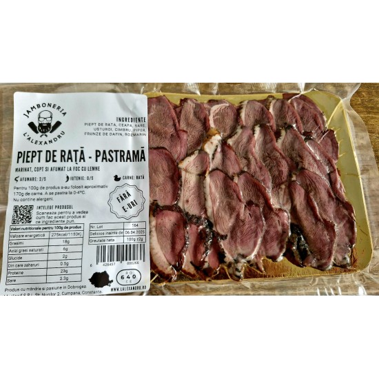 Pastrama din piept de rata(feliat), 100g Pastrama din piept de rata(feliat), 100g