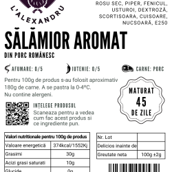 Salamior crud-uscat aromat, baton de 275g